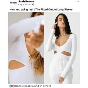 JOAH BROWN FITTED CUTOUT LONG SLEEVE TOP